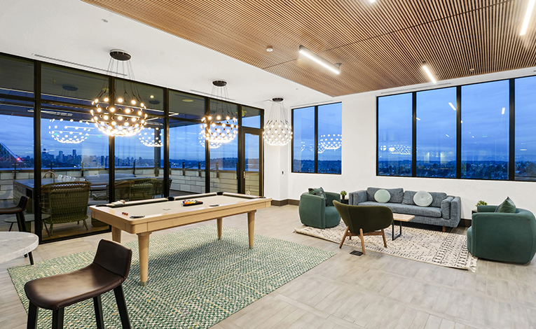 Resident lounge with pool table