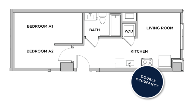 A1 - 1x1 Floor plan