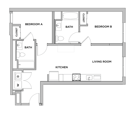 B3-M - 2x2 Floor plan