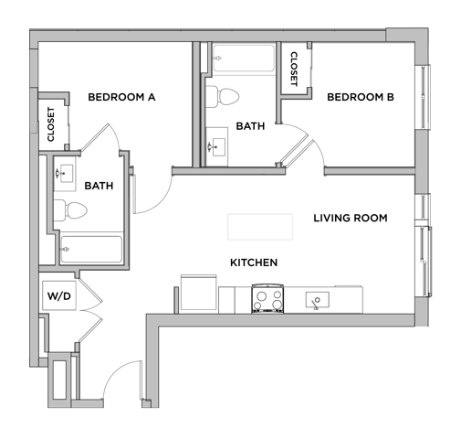 B5-M - 2x2 Floor plan