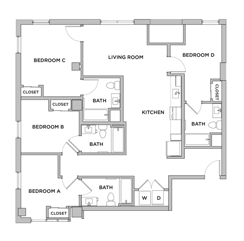 D1 - 4x4 Floor plan