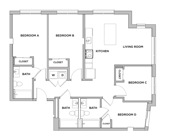 D1-M - 4x3 Floor plan