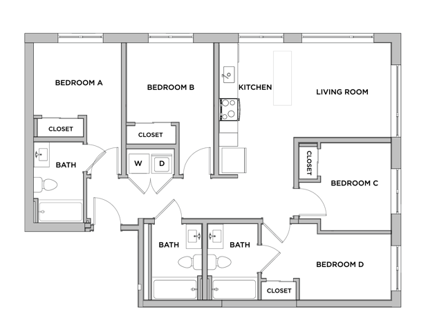 D3-M - 4x3 Floor plan