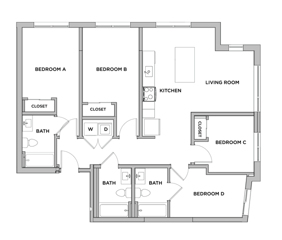 D4-M - 4x3 Floor plan